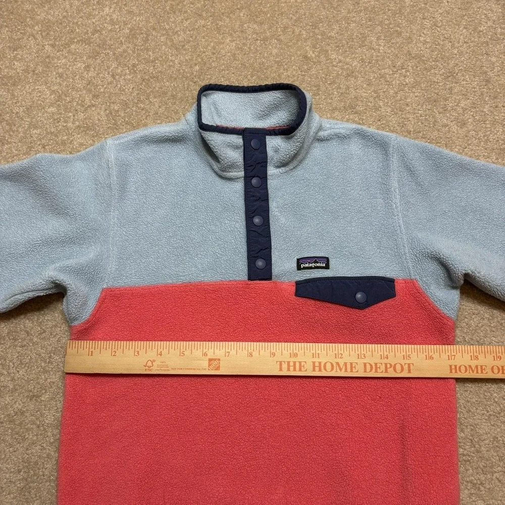 Patagonia Synchilla Fleece Jacket‎ Youth Large 12 Blue Red Snap-T Colorblock